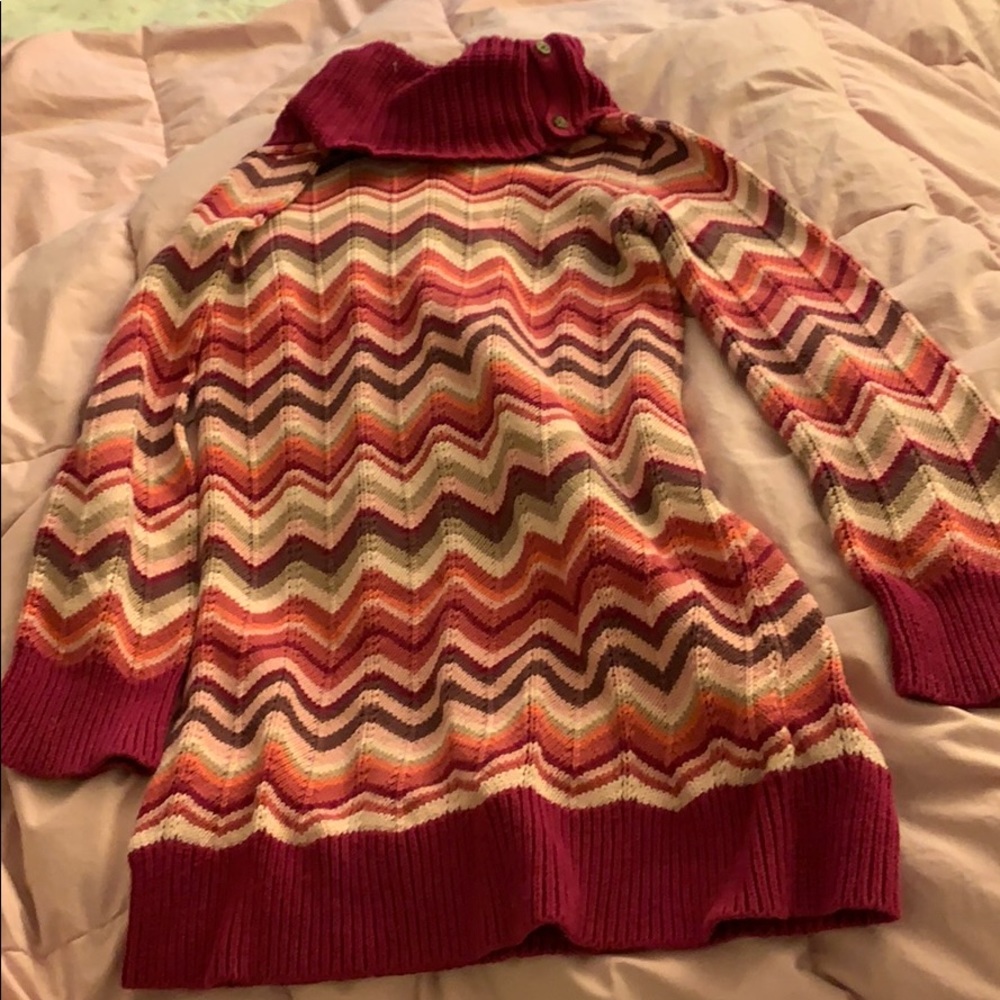 Long sweater with turtle neck &button detail!